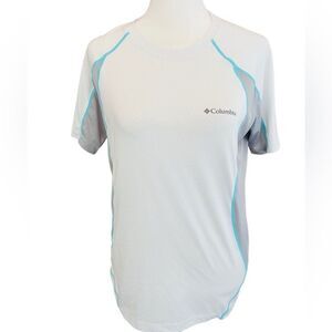 Columbia white/gray/blue Omni Freeze Zero Sweat Activated Cooling shirt size L